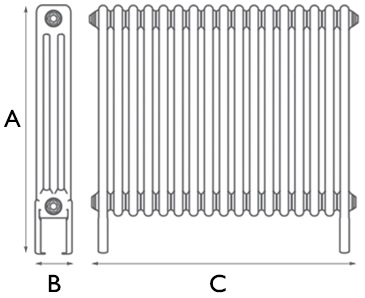 Enderby 3 Column Steel Radiator 710mm 17 Section Spec